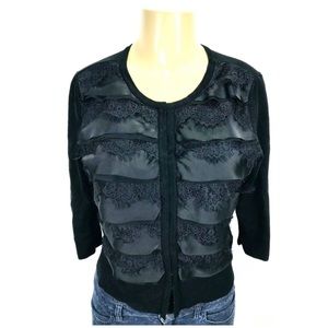 White House Black Market Cardigan sz M Black Lace